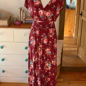 Red Floral "Spencer" Maxi Dress